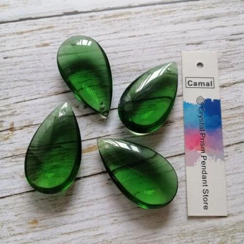 Camal 10pcs Green 38mm Crystal Smooth Teardrop Prisms Pendant Lamp Chandelier Parts Hanging Ornament Wedding Home Decoration