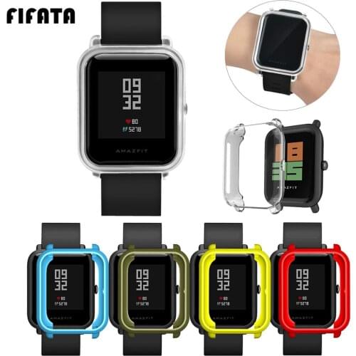 FIFATA For Xiaomi Huami Amazfit Bip S Half Package Screen Protective Shell For Amazfit Bip TPU Colorful Soft Silicone Watch Case
