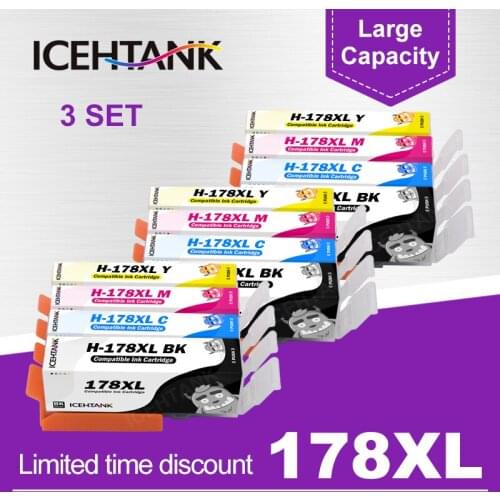 Compatible for HP178 178XL Ink Cartridge for HP 178 Photosmart 5510 5515 6510 7510 B109a B109n B110a Printer With Chip 4 Color