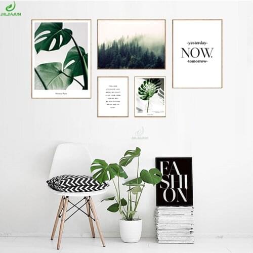Home Scandinavian Decoration Nordic style green leaves plant poster and prints cactus picture wall art Paintings print on canvas