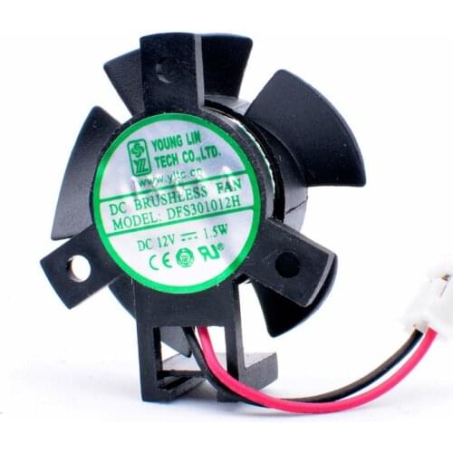 DFS301012H DC12V 1.5W Diameter 27mm hole pitch 19x19x19mm 2 wires cooling fan for soft router heat sink aluminum LED car lights