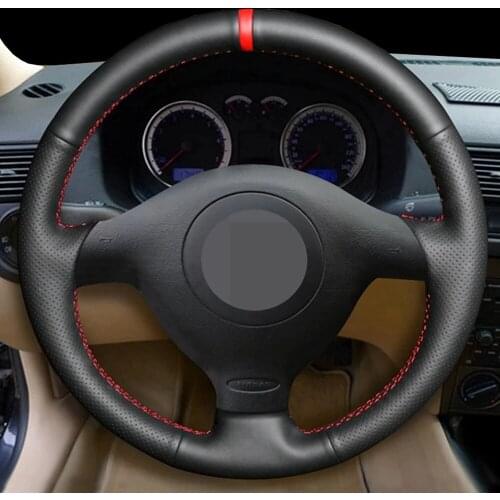 DIY Black Faux Leather?Car Steering Wheel Cover For Volkswagen VW Golf 4 Passat B5 1996-2003 Seat Leon 1999-2004 Polo 1999-2002