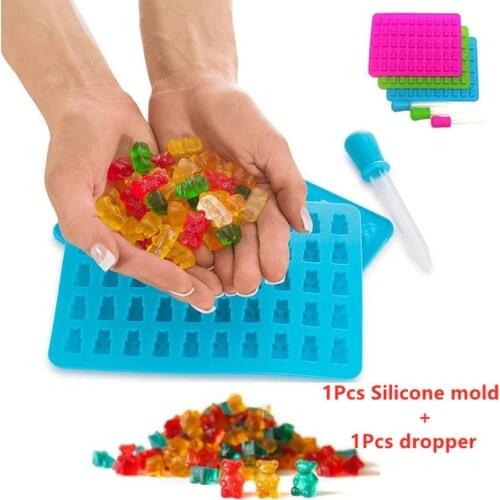 DIY Multi-use 50-Cavity Silicone Bear Mold for Epoxy Resin Jewelry Making Crafts Tools for Earrings Necklace Keychain Pendants