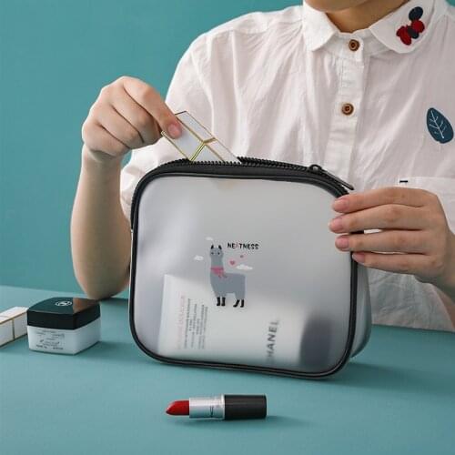 TPU Waterproof Cosmetic Bags Women Frosted Transparent Case Wear Resistant Zipper Dressing Handbag Makeup Bags Organizer