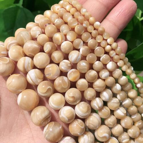 Wholesale Natural Trochus Shell Round Loose Beads for Jewelry Making Diy Necklace Bracelet Jewellery Size 4/6/8/10mm 15 inchse