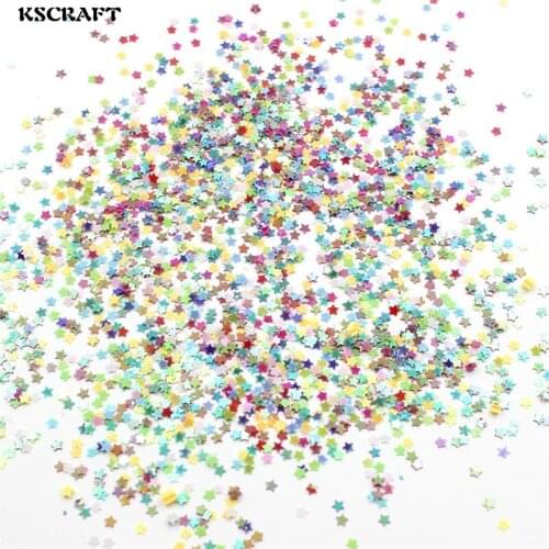 KSCRAFT 3mm Mixed Colorful Stars Shape Sequins PVC Flat for DIY Card Making Craft Color Collection