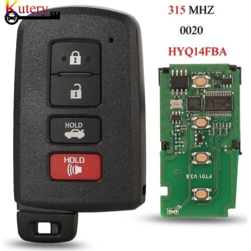 Kutery Remote Car Key For Toyota Corolla Camry Avalon 2012-2019 0020 HYQ14FBA 315MHZ 3+1/4 Buttons Key Control