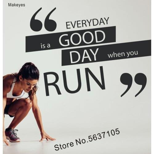 Makeyes Gym Sport Wall Decals Gym Wall Stickers Run Good Day Words Art Wall Murals Home Wall Decor Quotes Wall Sticker Q371