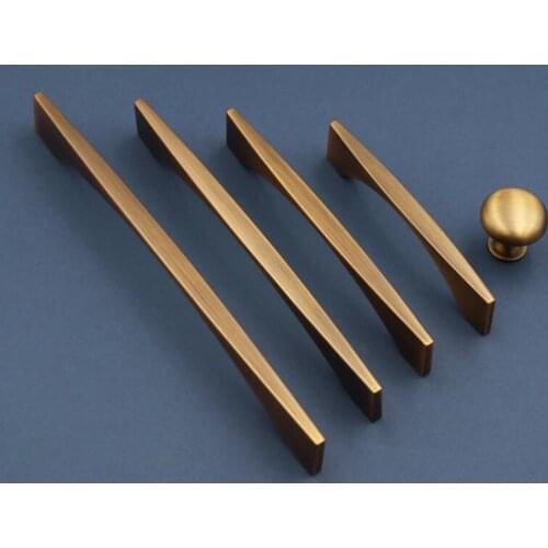 Matte Black Furniture Handle Yellow Bronze Classsical European Style Kitchen Cabinet Handles Drawer Knobs Door Pulls Hardware