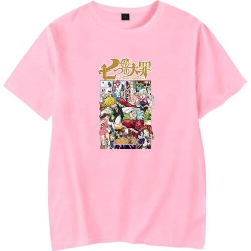 The Seven Deadly Sins fashion boys and girls pink casual T-shirt men and women short-sleeved spring and summer kids top