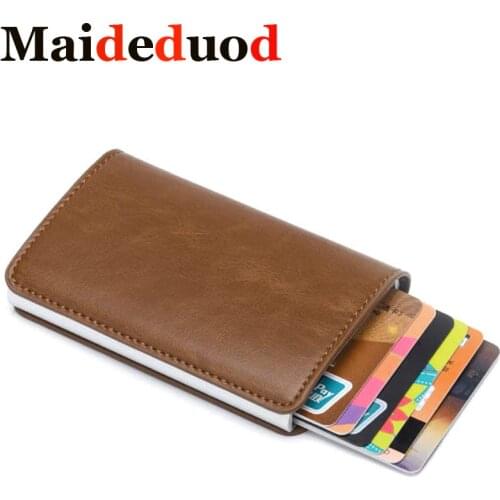 Maideduod New Men Wallet RFID Credit Card Holder Anti-Theft Automatic Wallet Card Case Leather Male Purse Credit Card