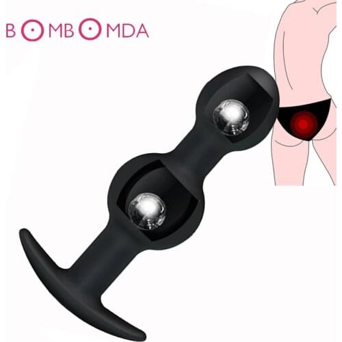 Soft Silicone Butt Plug Prostate Massager Anal Plug Built Metal Ball Sex Toys for Women Men Masturbation Adult Product Sex Shop