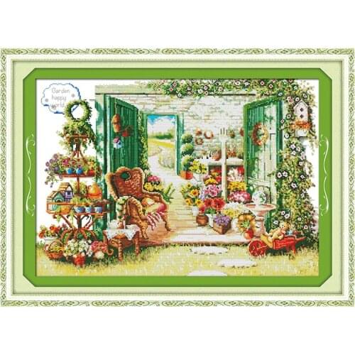 Flower shop scenery painting counted 11CT 14CT DIY kit Chinese wholesale Cross Stitch embroidery needlework Sets home decor