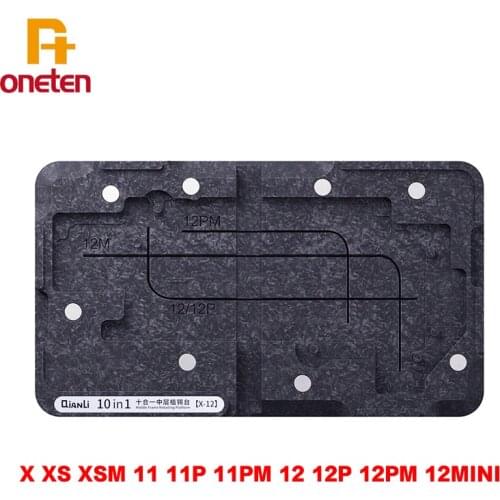 Qianli 10 in1 Middle Frame Reballing Platform For iPhone X XS XSM 11 11P 11PM 12 12P 12PM 12MINI motherboard PCB Fixture Layer
