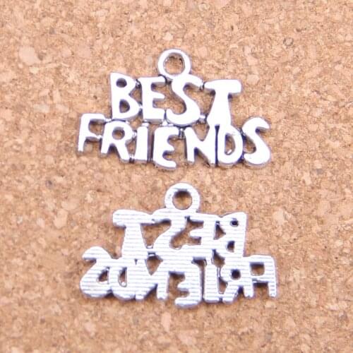 14pcs Charms best friends 24x16mm Antique Pendants,Vintage Tibetan Silver Jewelry,DIY for bracelet necklace