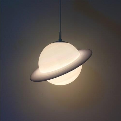 White Planet homemade pendant lights bedroom bedside creative balcony childrens room planetary study decorative hanging lamps