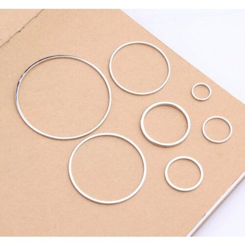 Hollow silver color circle charms copper diy accessories minimalist geometric Earrings Pendant 8MM 12MM 15MM 20MM 25MM 30MM 38MM