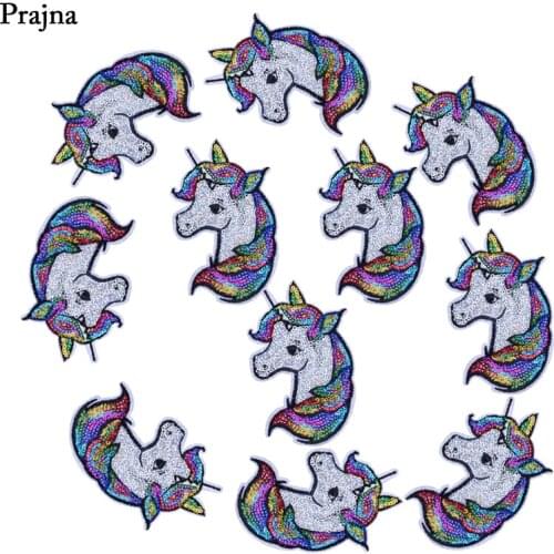 Prajna Hippie Unicorn Ironing Sequined Patches Cartoon Badges Cheap 10PCS Set Patch For Clothing Ornament Handicrafts Accessory