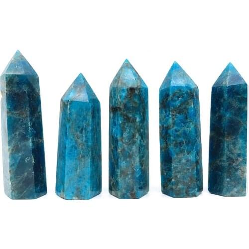 Drop Shipping 1PC High Quality Natural Blue Apatite Point Hexagonal Crystal Tower Healing Natural Stones and Crystals