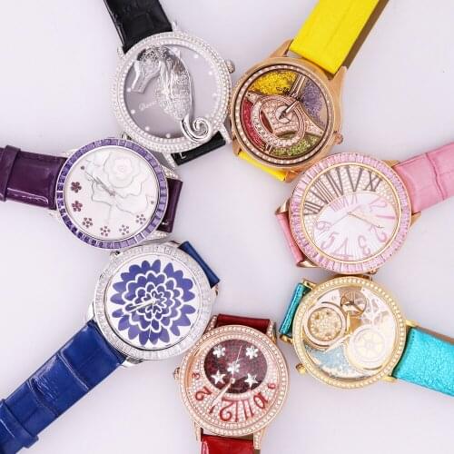 SALE!!! Discount Davena Crystal Old Types Lady Womens Watch Japan Mov't Fashion Hours Bracelet Leather Girls Gift No Box