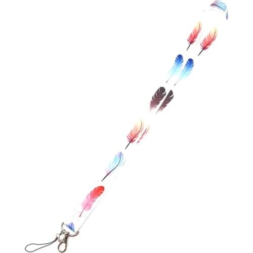 Retail 1 pcs cartoon feather lanyard Neck Strap Lanyards Card Holders Bank Neck Strap Card Bus ID Holders Rope Key