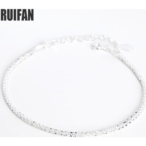 Ruifan Shiny Minimalist Genuine 925 Sterling Silver Gypsophila Chain Bracelets for Women Female Fine Jewelry Gifts YBR145