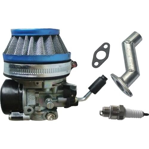 Carburetor Connecting Head&60mm Blue Air Filter For 49cc 80cc Motorised Bicycle