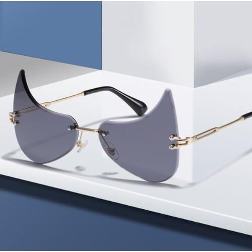 Rimless Cat Eye Sunglasses Luxury Brand Design Women Metal Personality Sun glasses Fashion Shades UV400 Eyewear oculos de sol