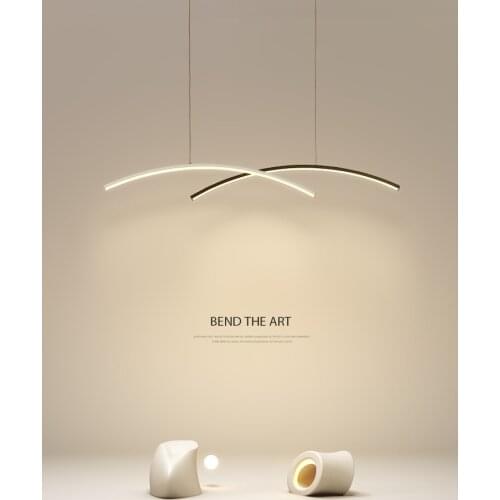 Modern Double arc LED Chandelier Dining room Kitchen island Home deco Suspension luminaire Model house Restaurant Hanging lamp
