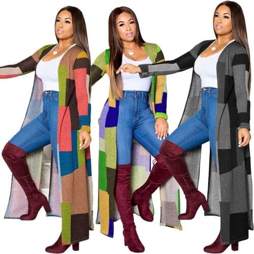 New Arrivals Women Long Trench Coat Casual Printed Print Spring 2021 Autumn Cardigan Long Jackets Warm Female Plus Size Clothes