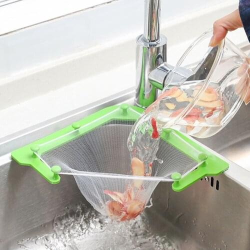 Triangle Drainage Rack Kitchen Sink Hanging Filter Multifunctional Drain Net Bag Anti-clogging Sink Vegetable Fruit Filter Bag