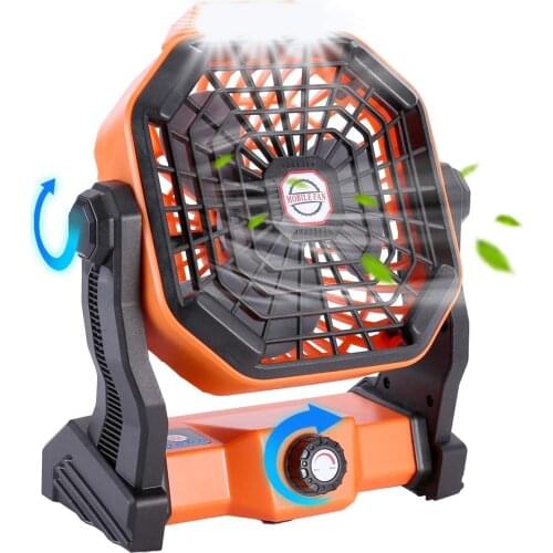 Outdoor Camping Fan with LED Lantern and Hook, Small Personal USB Desk Fan Portable Rechargeable Battery Operated Fan