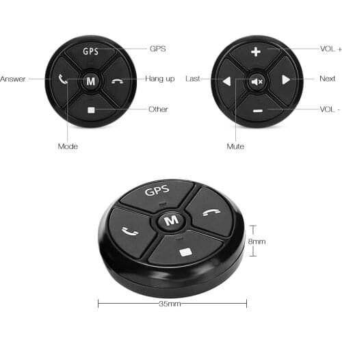 Universal Car Steering Wheel Controller 4Key Music Wireless DVD GPS Navigation Steering Wheel Radio Remote Control Buttons Black