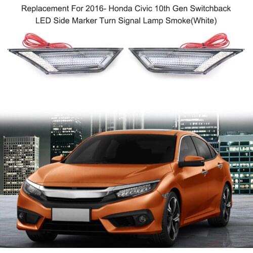 Replacement For 2016- Honda Civic 10th Gen Switchback LED Side Marker Turn Signal Lamp Smoke