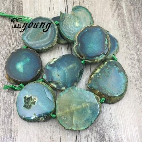 New Arrival Freeform Green Veins Agates Slice Beads,Dragon Agates Druzy Slab Pendant Beads For Jewelry Making MY1704