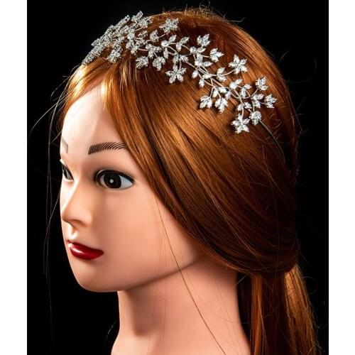 SLBRIDAL Sparking Ins Style Full Cubic Zirconia Bridal Tiara Headband Wedding Queen Princess Party CZ Crown Women Hair Jewelry