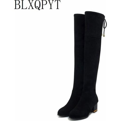 BLXQPYT Big Size 34-48 for Women High Heels over knee boots Autumn Warm Winter Shoes Round Toe Platform Knight Martin Boots08-23