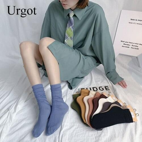 Urgot Women Crew Socks Female 2021 Fashion Personality Creative Students Preppy Style Color Comfort Trendy Womens Cotton Socks