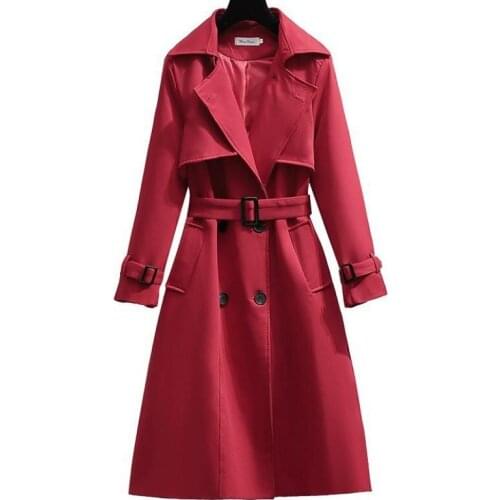 Elegant Spring Autumn Korean Style Long Coat Plus Size Trench Coat Women Sobretudo Feminino Chamarras De Mujer Abrigos