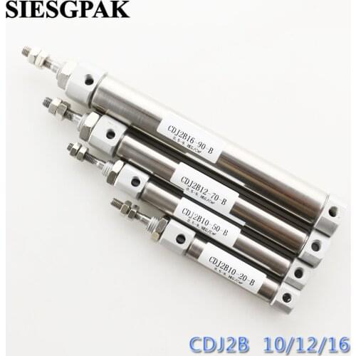 1PC CDJ2B Type Mini Pneumatic Cylinder CDJ2B10 CDJ2B12 Double Acting Single Rod 10/12/16mm Bore 10~150mm Stroke Air Cylinder