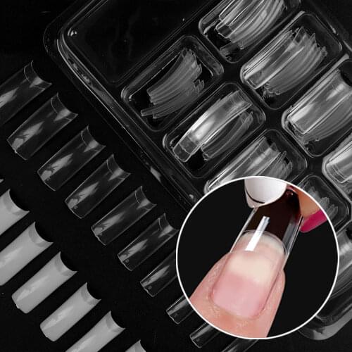 Fingerqueen 100Pcs Tips Fake Nails Full Half French Acrylic ABS Oval Nail Nail 10 Size Transparent Set Nail Tools