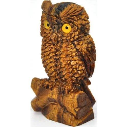 3.3" Tiger Eye Owl Sculpture Natural Stone Carved Decor Healing Crystal Quartz Statue Ornament