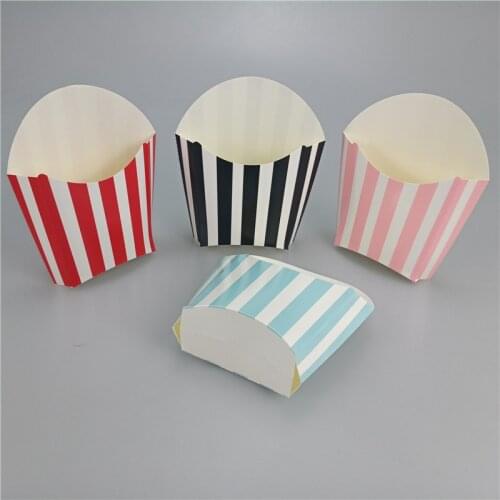 6PCS Stripe Paper Fries Popcorn Box Candy Dragee Sanck Favor Bag Wedding Birthday Party Decoration Packaging Sweets Popcorn Box