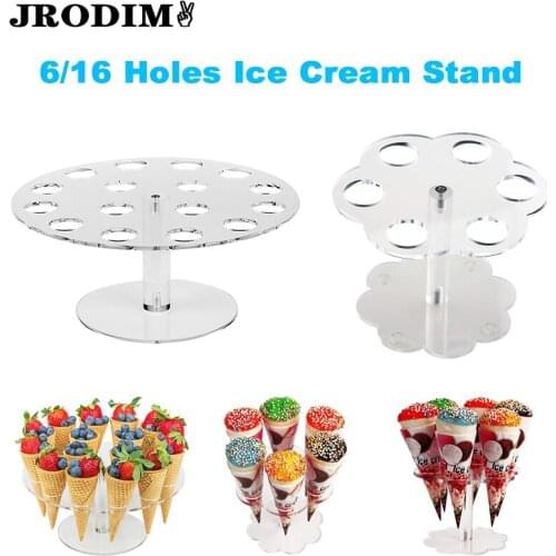 6/16 Holes Ice Cream Stand Acrylic Cake Cone Stand Holders Wedding Party Buffet Food Display Stand Kitchen Cake Tools Accessorie