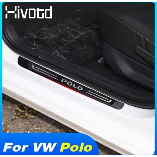 Car Styling For VW Polo 2020-2018 Door Sill Pedal Cover Anti Scuff Plate Threshold Strip Welcome Pedals Interior Accessories