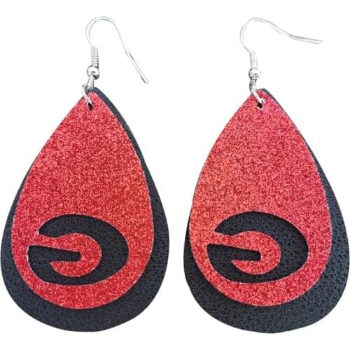 Glitter Stock Packers Football Fans Faux Leather Earrings Double Layer Lightweight Teardrop Earrings Cерьги Accept Making Order