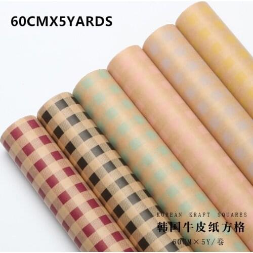 60CMX5YARDS Kraft Paper Gift Wrapping Papers Flower Wrapping Papers lattice Pattern Craft Paper Roll Party Home Xmas Gift Decor