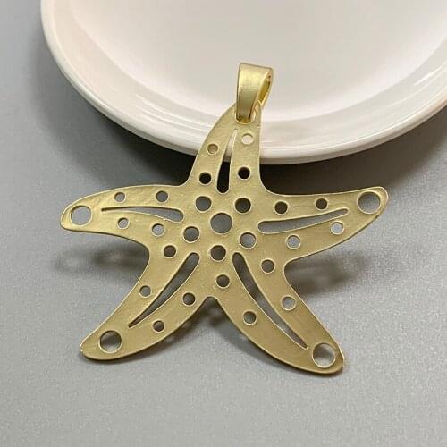 1 Piece Large Starfish Sea Star Matt Gold Charms Pendants for Necklace Jewellery Making Accessories 74x70mm