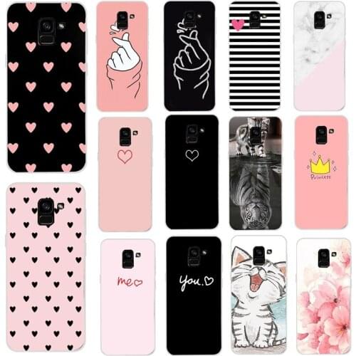 Cute Flower Phone Case For Samsung A8 A5 Plus 2018 J4 J6 J8 2018 Note 9 S8 S9 Soft Silicone Cute Heart Love Cover For Samsung