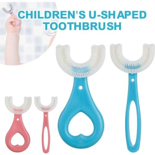 Kids Toothbrush U-Shape Infant Toothbrush with Handle Silicone Oral Care Cleaning Brush Nipple Grade Silicone Material